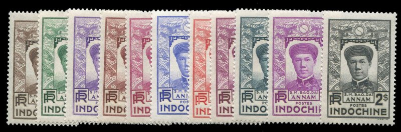 French Colonies, Indochina #171-181 Cat$28.75, 1936 1c-2pi, complete set, lig...