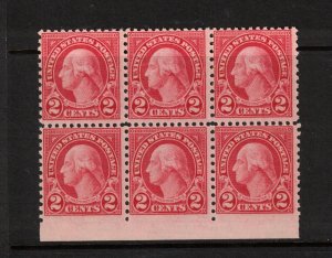 USA #579 Mint Fine+ Never Hinged Block Of Six **With Certificate** 