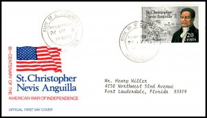 St Kitts Nevis 324 US Bicentennial Typed FDC