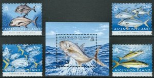Ascension #886-890 MNH Sports Fishing Jacks Set of Four Stamps Plus MS