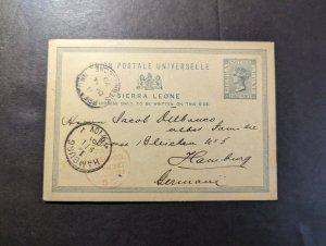 1890 Sierra Leone Postcard Cover Freetown to Hamburg Germany