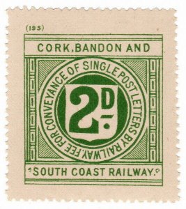 (I.B) Cork Bandon & South Coast Railway : Letter Stamp 2d (plate 195)