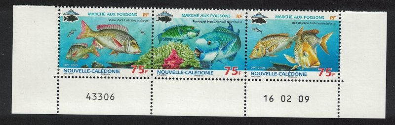 New Caledonia Fish Bottom strip of 3v Date Number 2009 MNH SG#1461-1463