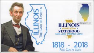 18-053, 2018, Illinois Statehood, Lincoln, DCP, FDC, Springfield IL