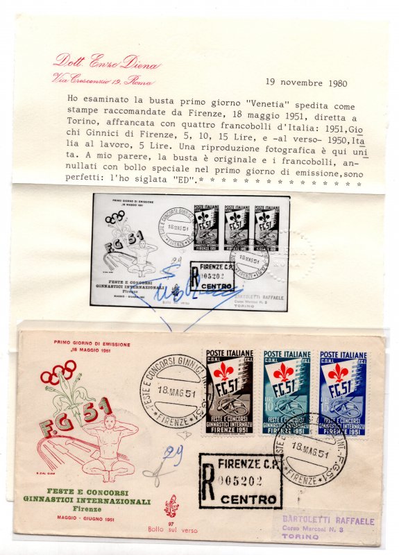 Gymnastics games on FDC Venezia coll. for Turin