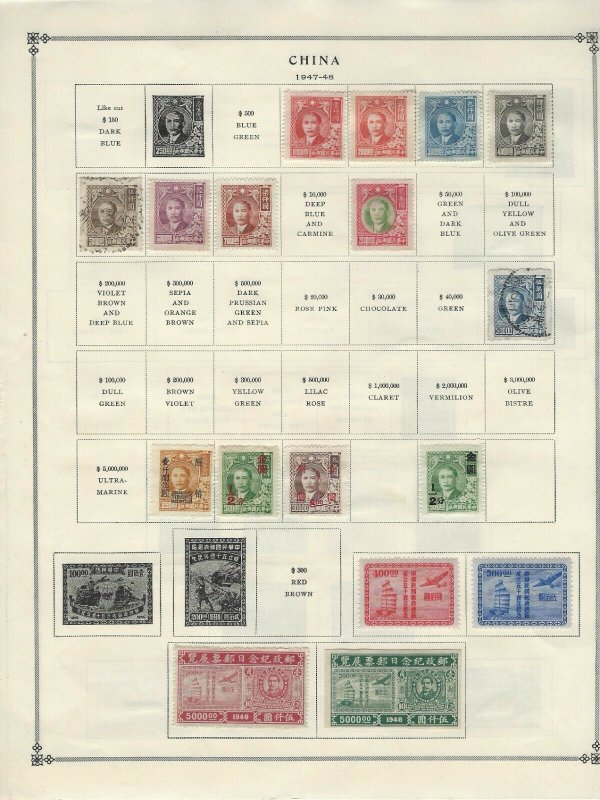 CHINA - 1946-1949 MINT / A FEW USED STAMPS ON ALBUM PAGES