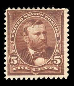 United States, 1894-95 #255 Cat$120, 1894 5c chocolate, unused without gum, thin