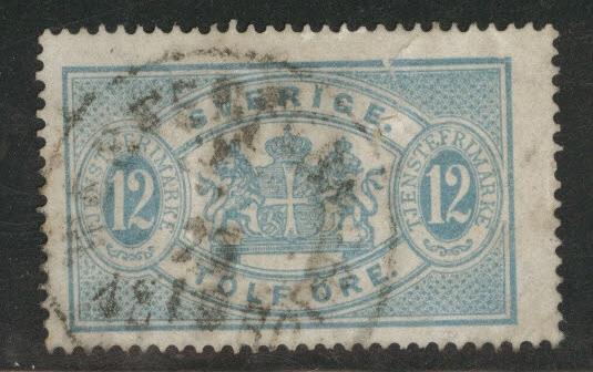 SWEDEN Scott 06 used 1874 official tear at top perf 14