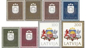 Latvia 1991 First stamp set after restoration Independence set of 8 stamps MNH