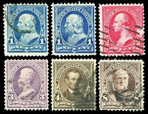 Scott 264, 267, 268, 269, 272 1c-8c Watermarked Bureaus Used Fine+ Cat $10.30