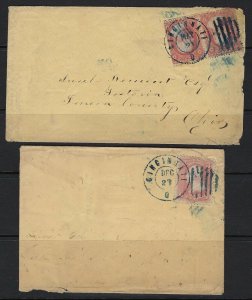 US 1850 CINCINATI OHIO DOUBLE CIRCLE CANCELS IN BLUE ON TWO COVER