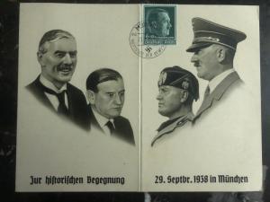 1938 Munich Germany Postcard Cover The historical meeting