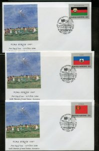 UN 1987 FLAGS WFUNA CACHET BY TONY BENNETT SET ON 16 FIRST DAY COVERS 