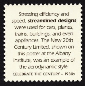 US 3185l MNH VF 32 Cent Streamline Design Celebrate The Century 1930s