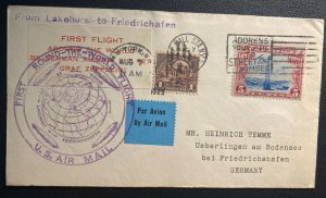 1929 USA LZ 127 Graf Zeppelin First Round The World Flight cover To Germany