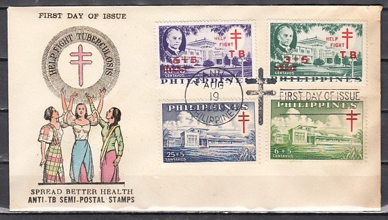 Philippines, Scott cat. B12-B15. Anti-TB, Health issue. First day cover. ^