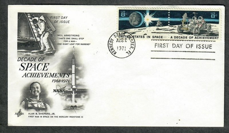 1434 - 1435 Space Achievement Unaddressed ArtCraft FDC - Space Center postmark