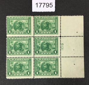 MOMEN: US STAMPS # 397 MINT OG NH PLATE BLOCK OF 6 $450 LOT #17795