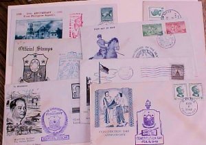 PHILIPPINES  FD 5 DIFF. OTHER x2 DIFF. 1940's-1950's CACHETED