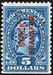 RD16 $5.00 Stock Transfer Stamp (1918) Perfin