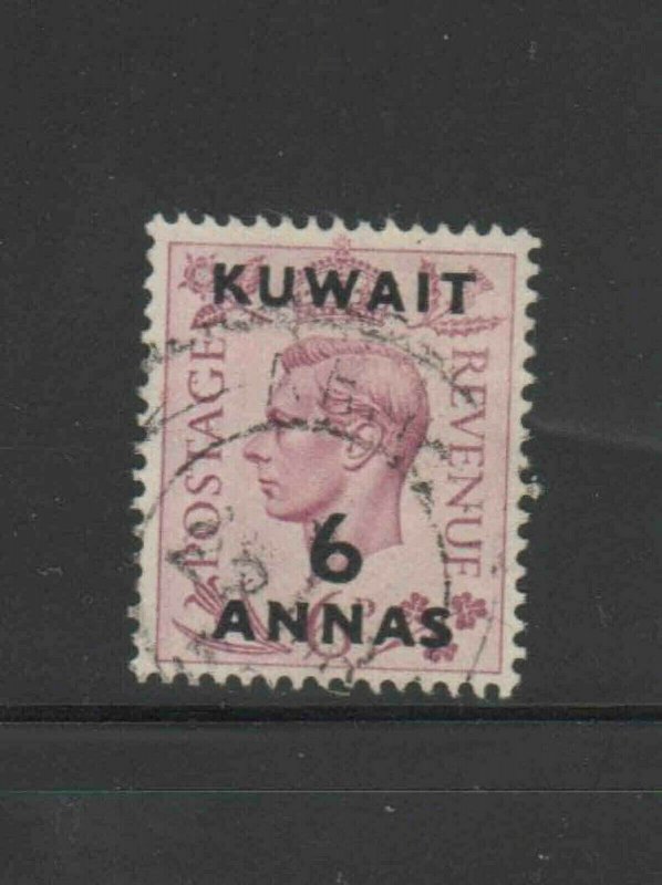 KUWAIT #78  1948  6a on 6p KING GEORGE VI SURCHARGED   F-VF  USED  d