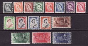 New Zealand-Sc.#288-301-unused, QEIi definitive set-1953-57-