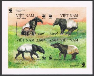 Viet Nam 2627 ad imperf sheet.Michel 2685B-2688B klb. WWF 1995.Tapirus indicus.