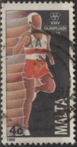 Malta 727 (used) 4c Seoul Olympics, running (1988)