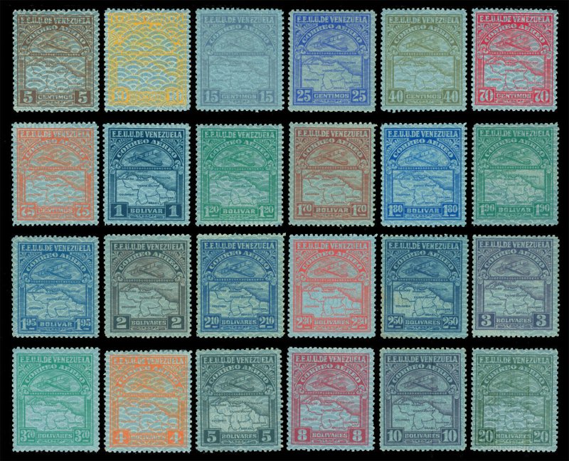 VENEZUELA 1932 AIRMAIL Airplane & Map set Sc# C17-C40 mint NH/LH  Wincherter