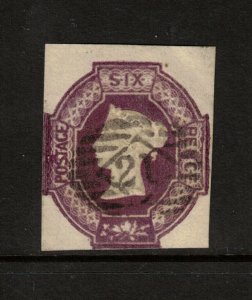 Great Britain #7 Very Fine Used With Strong Embossing & Neat Numeral Cancel 