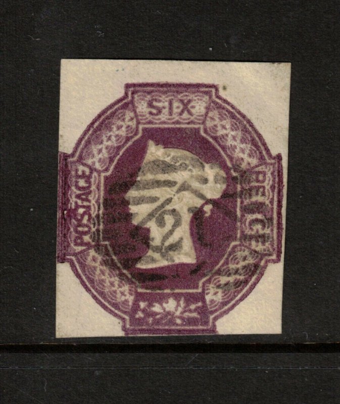 Great Britain #7 Very Fine Used With Strong Embossing & Neat Numeral Cancel 