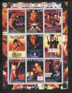 Tajikistan Commemorative Souvenir Stamp Sheet - Cinema - Jean-Claude Van Damme