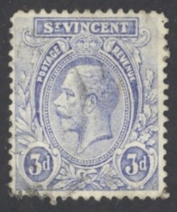 St. Vincent Sc# 123 Used 1921-1932 3p ultra King George V