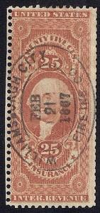 #R46C 25 cents Insurance Revenue  Stamp used SUPERB CANCEL