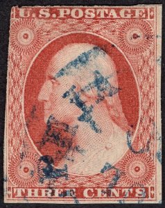 US 10a Fine, Used. Blue town cancel.