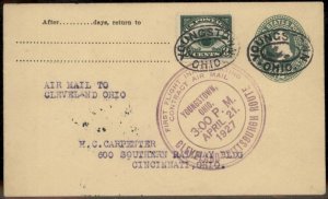 USA 1927 Early Airmail Cover Youngstown OH Cincinatti Cleveland G89451