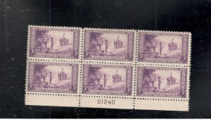 US SCOTT# 739 PLATE BLOCK OF 6 MNH