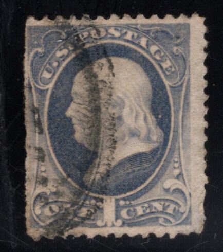 USA Scott 206 Used stamp security mark Gray Blue blunt perfs at left