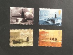 GB 2001.  Royal Navy Submarine Services. Set of 4 used stamps .