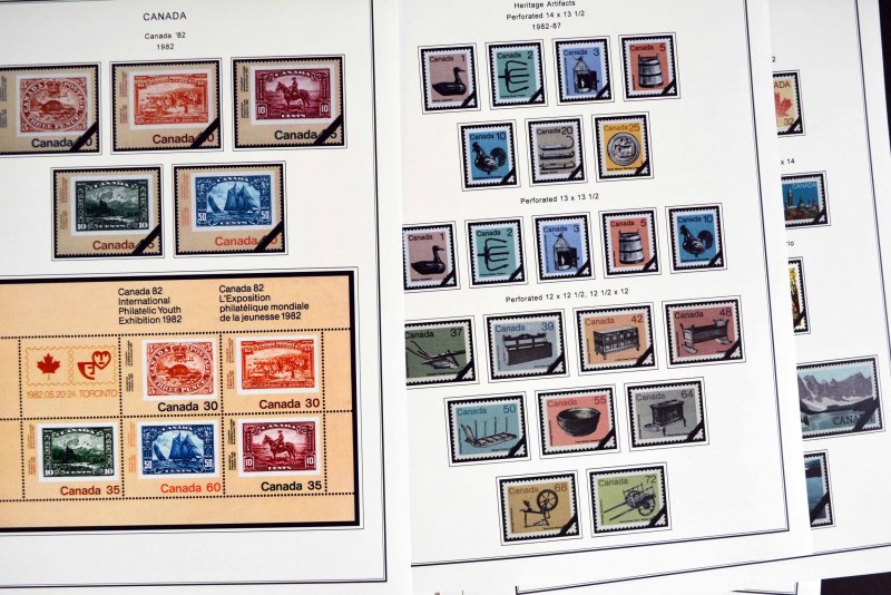 COLOR PRINTED CANADA 1974-1988 STAMP ALBUM PAGES (51 illustrated pages)