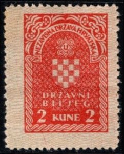 1944 Independent State of Croatia WW II Revenue 2 Kune General Duty Stamp