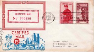 USA 1955 FDC Sc FA1 Certified Mail Ken Boll Cachet First Day Cover United States