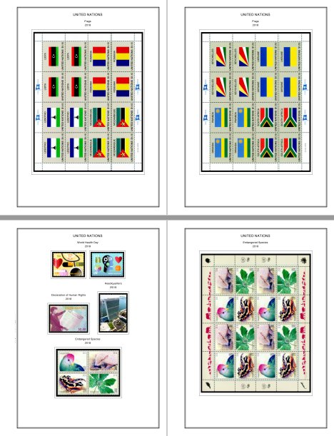 COLOR PRINTED UNITED NATIONS 2011-2020 STAMP ALBUM PAGES (196 illustrated pages)