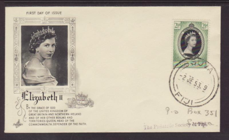 Fiji 145 Queen Elizabeth II Coronation Artcraft Pencil FDC