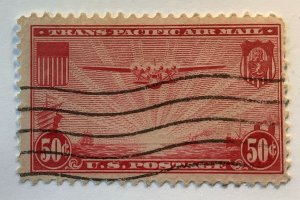 USA 1935 Scott C22  used - 50c, China Clipper over Pacific