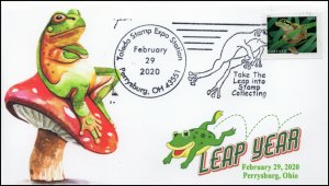 20-037, 2020, Leap Year, Pictorial Postmark, Event Cover, Perrysburg OH, Frogs,