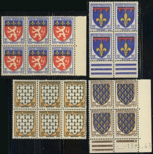 France #460-463 Coat of Arms Postage Stamps Europe 1943 Mint NH OG