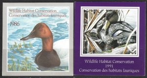 CANADA - #FWH2,#FWH7 - CANADIAN WILDLIFE HABITAT CONSERVATION BOOKLETS MNH DUCKS