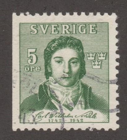 Sweden Stamp ,used, Scott# 335, green, man   #M430