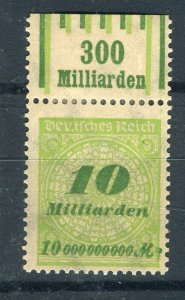 GERMANY; 1923 Oct-Nov Inflation Surcharged MINT MNH 10M. fine SHEET MARGINAL